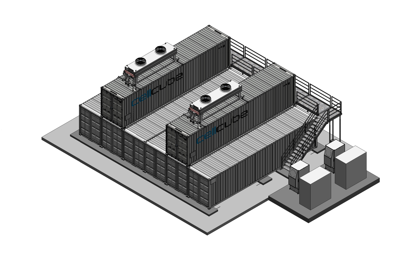 Rendering of the 500 kW, 10 hour system planned to be installed at USMC Mountain Warfare Training Center in Bridgeport, CA