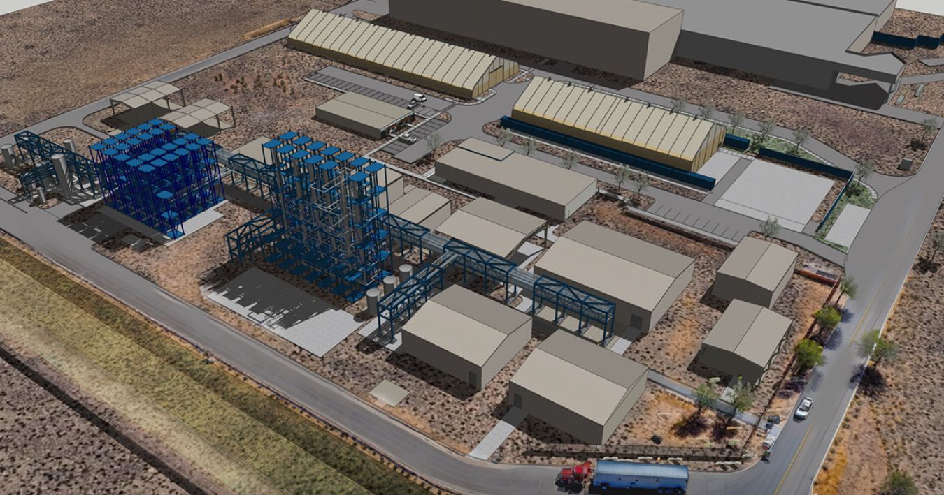 Arial view of a salt production facility