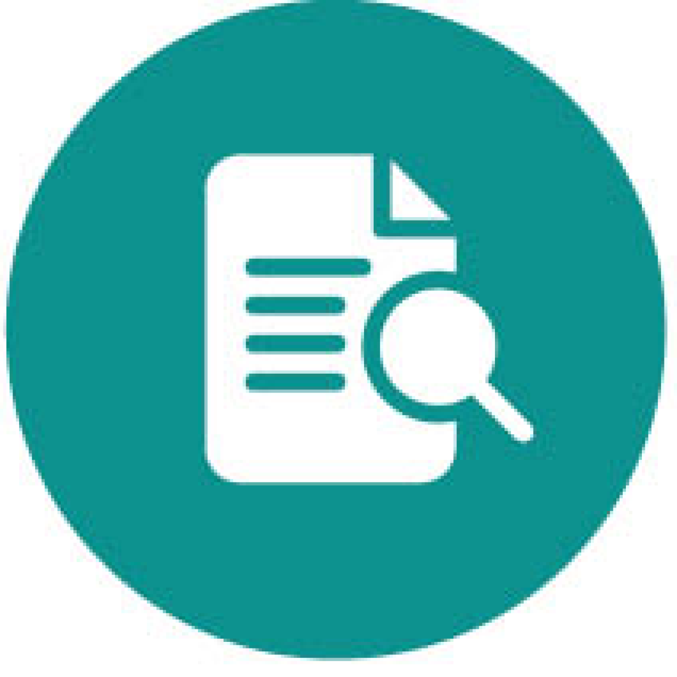 An icon of a paper with magnifying glass over a corner