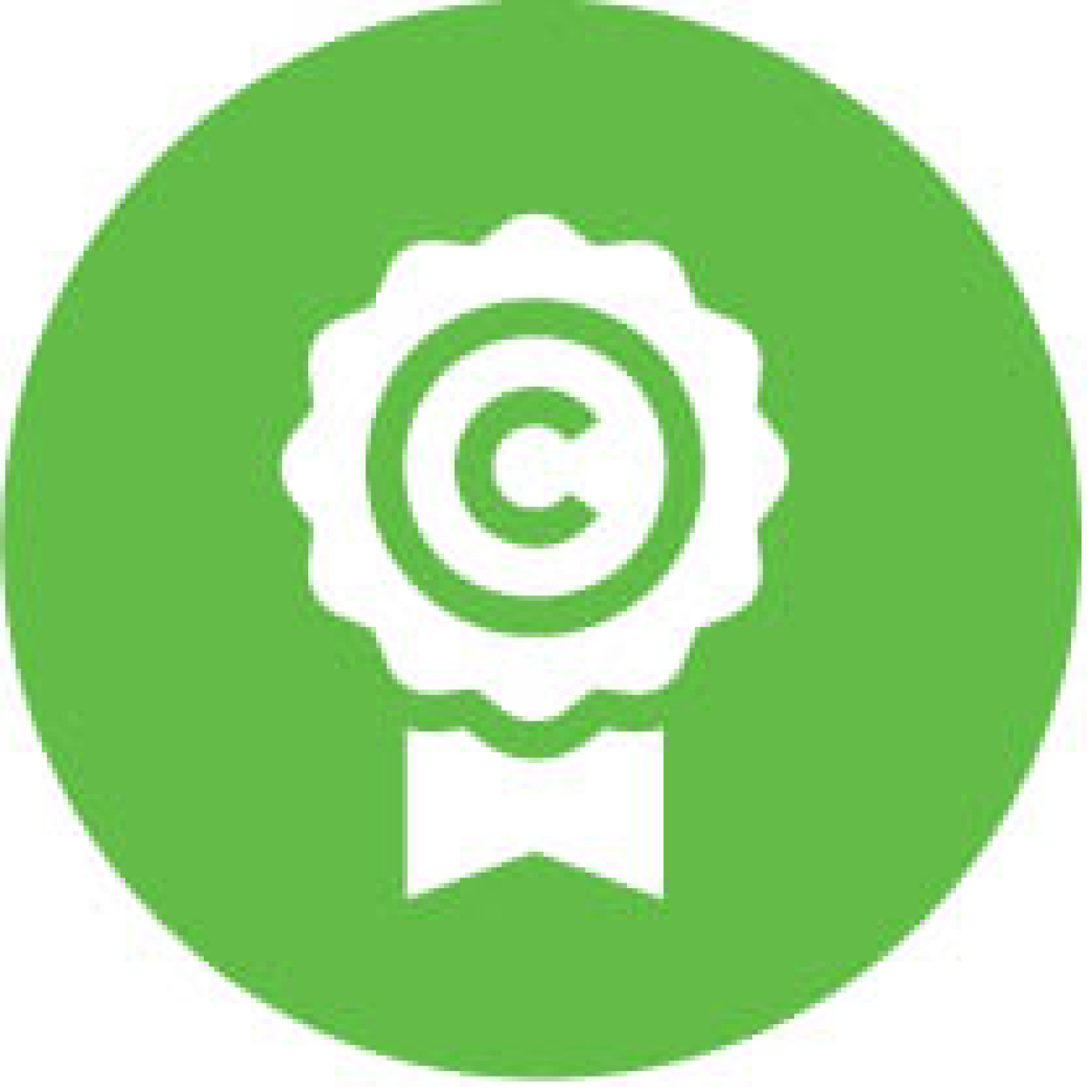 An icon of a copyright symbol on a badge