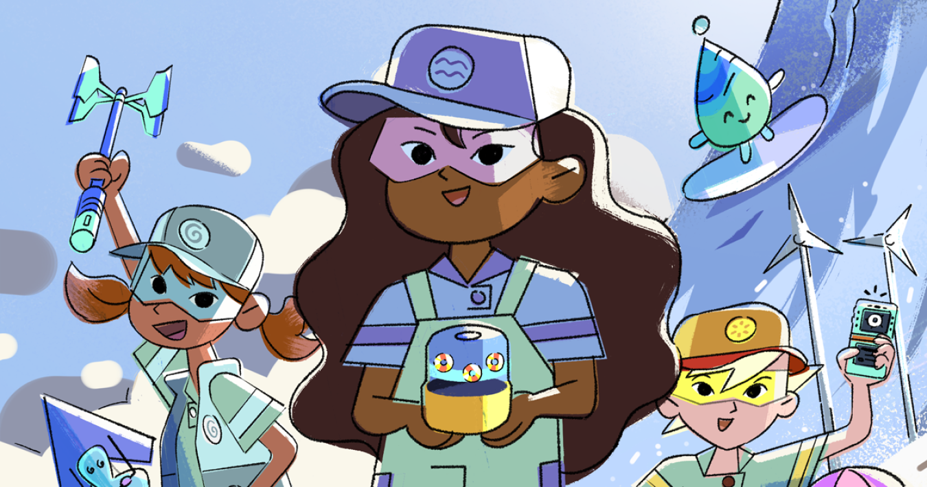 Animated characters from the Spark Squad Marine Energy comic book.
