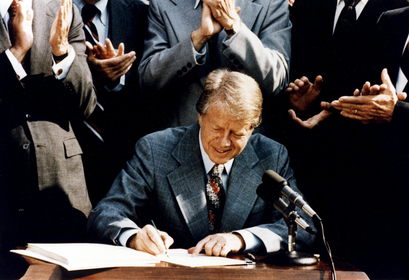 President Jimmy Carter signing the Department of Energy Organization Act into law. 