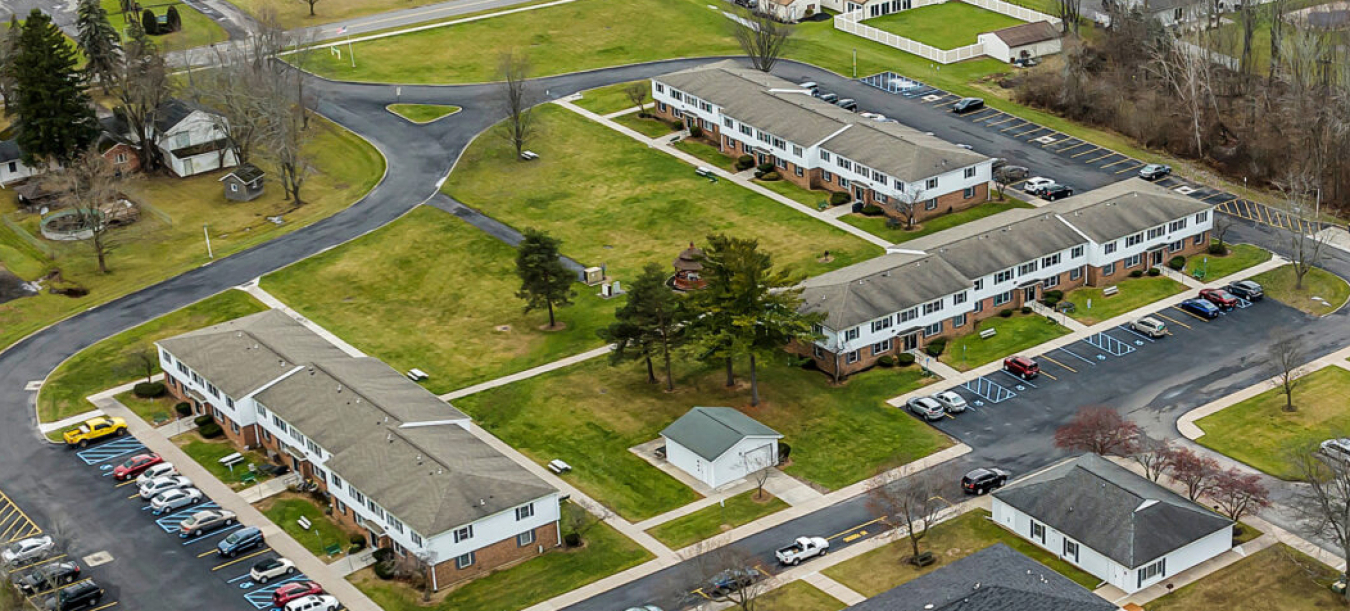 Aerial shot of the Autumn Gardens apartment complex in Lockport, New York.