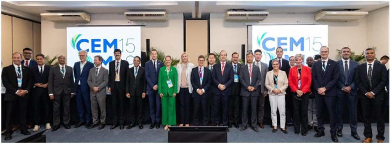 A photograph of Jennifer Granholm along with other high-level senior energy leaders attending the CEM15/MI0-7.