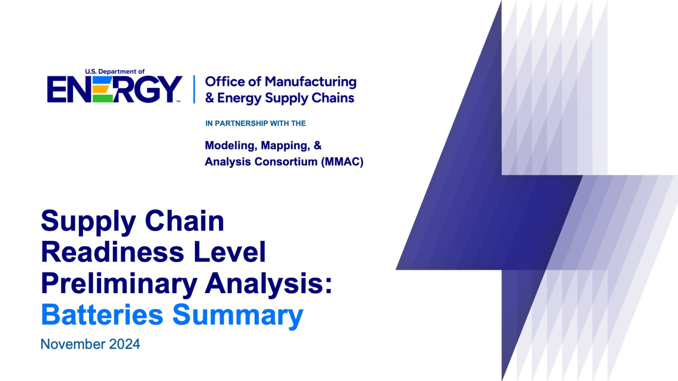 Supply Chain Readiness LevelPreliminary Analysis: Batteries Summary 