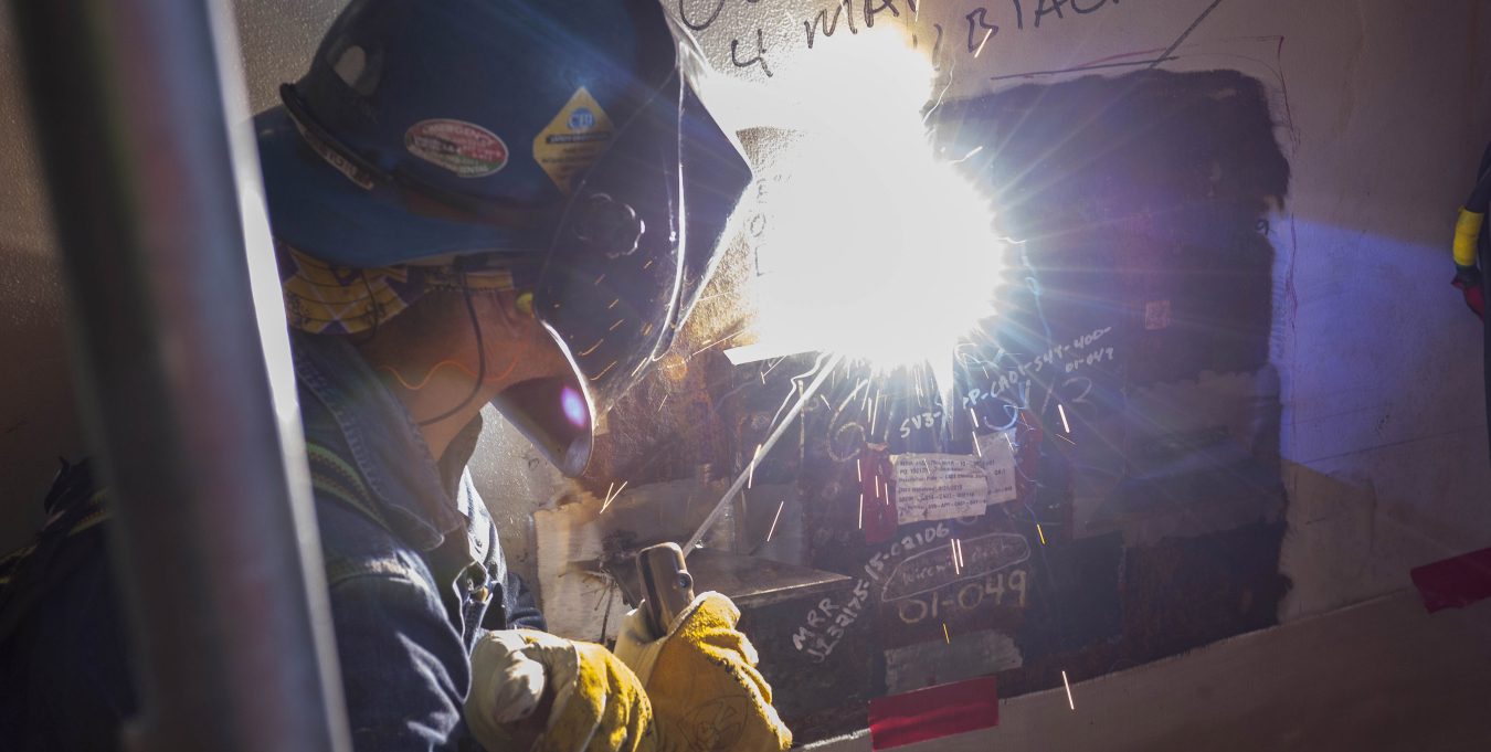 Welder working at Plant Vogtle
