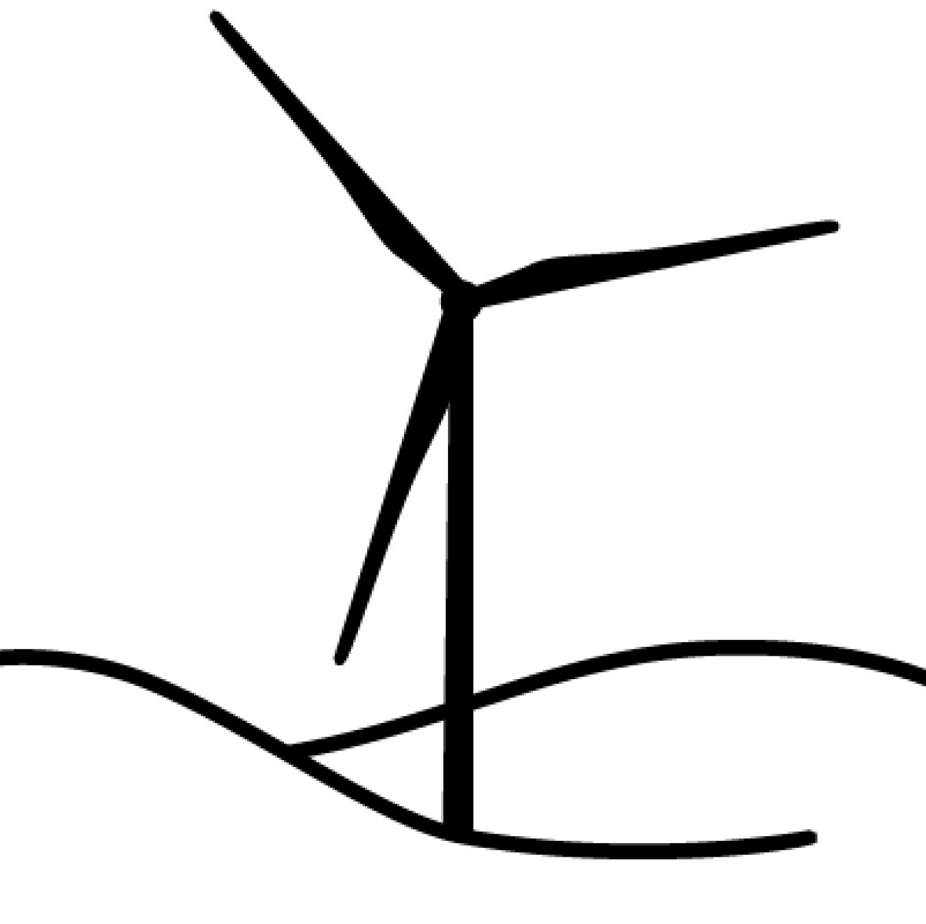 Illustration off a wind turbine and hills