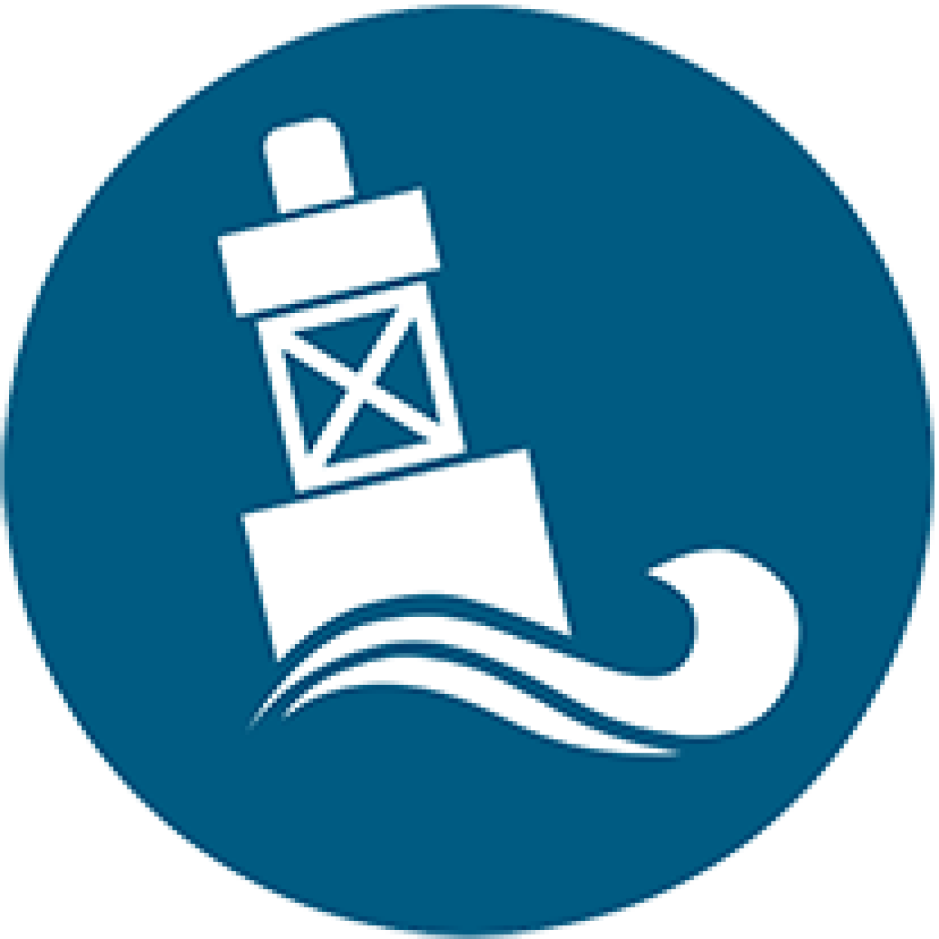 Illustration of lighthouse with waves beneath 