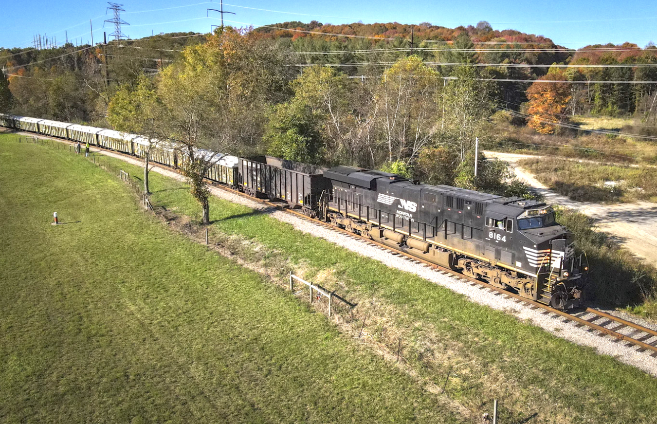 Train hauling containers
