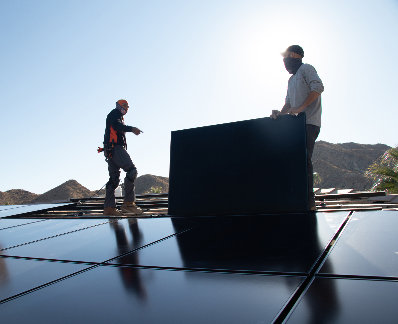 Residential solar system installation in Palm Desert, California.