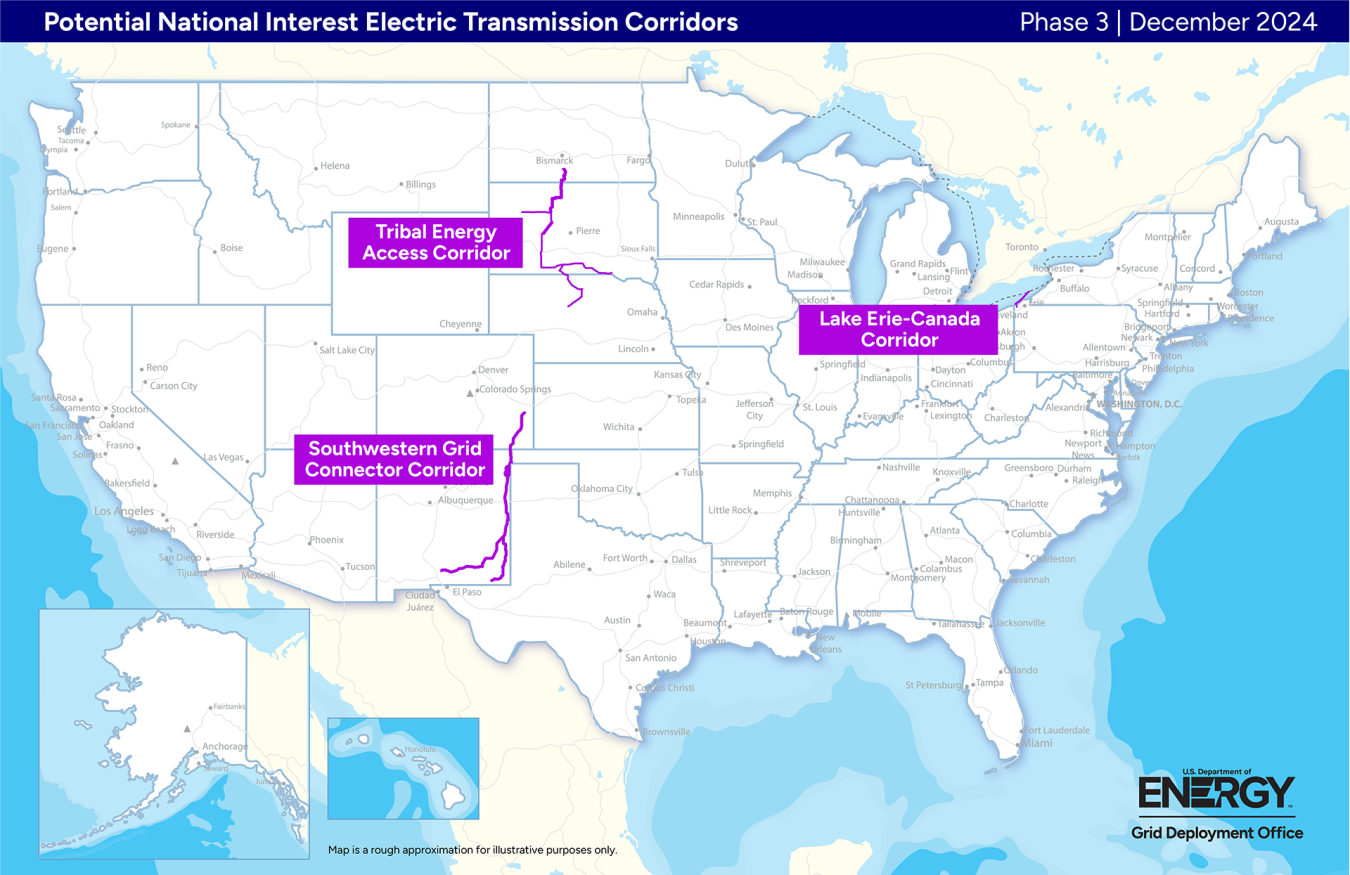 Map of All Corridors Moving to Phase 3 of the NIETC Designation Process