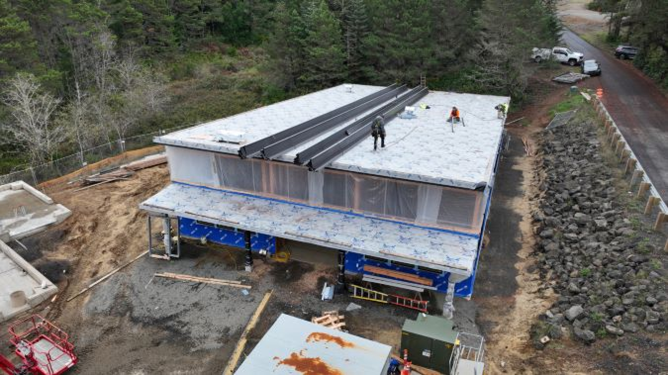 Aerial image of PacWave construction site