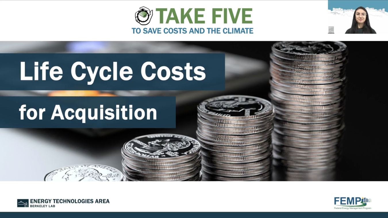 Title slide for the video, Take Five: Life Cycle Costs for Acquisition