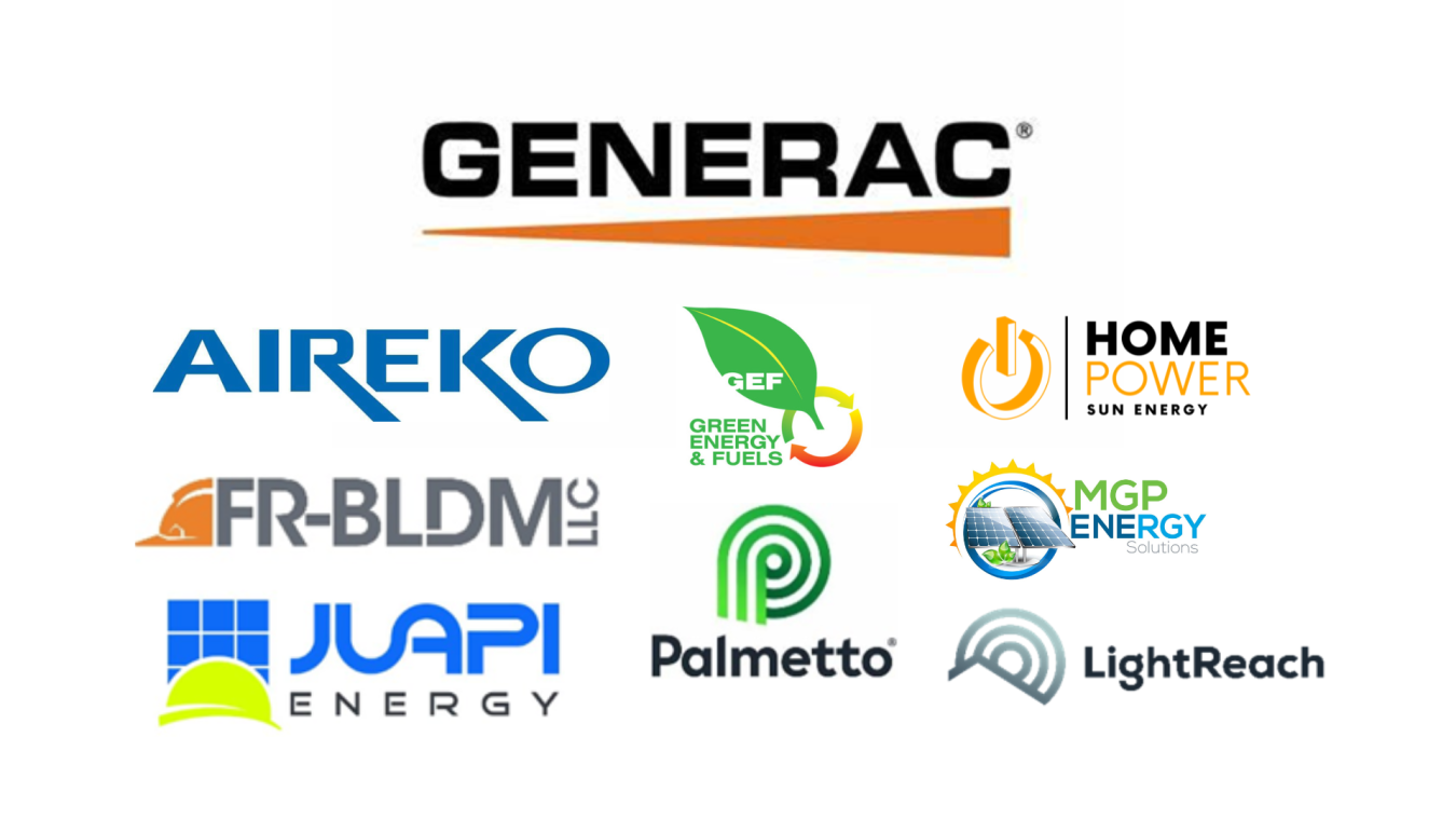 Logos of all the installers working with Generac under the Programa Acceso Solar