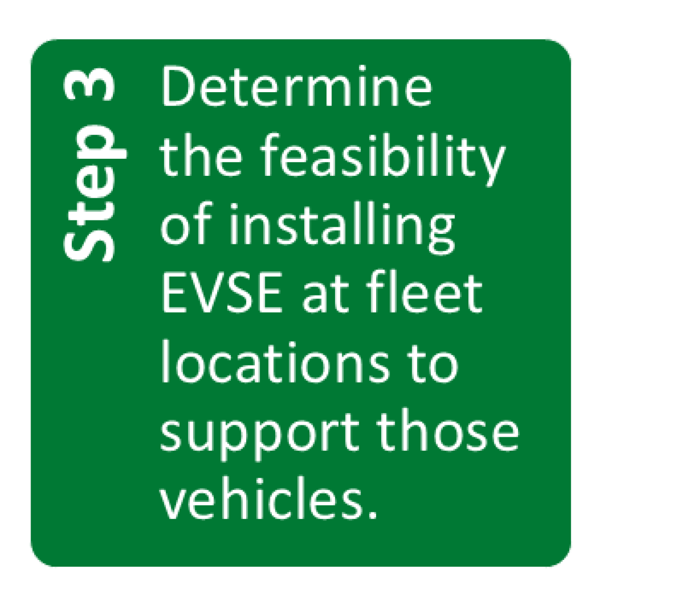Step 3: Determine the feasibility of installing EVSE at fleet locations to support those vehicles.