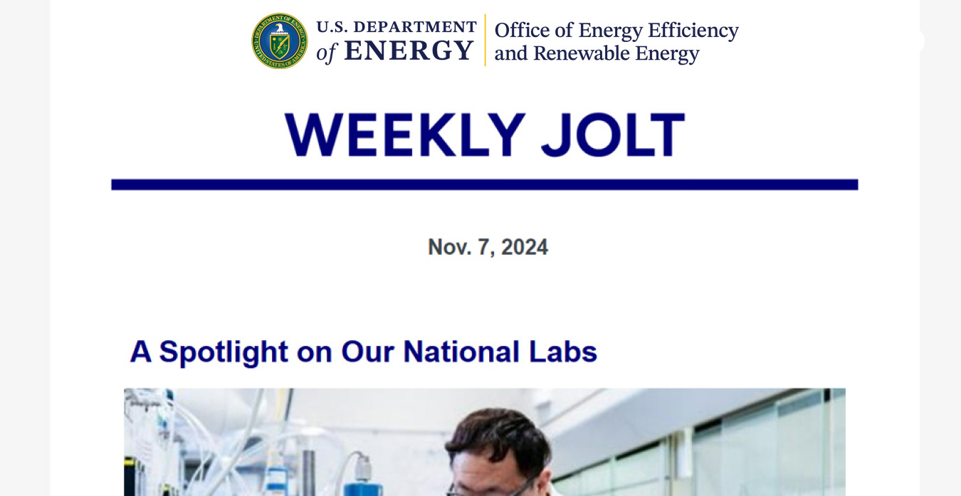 Screenshot of a Weekly Jolt newsletter