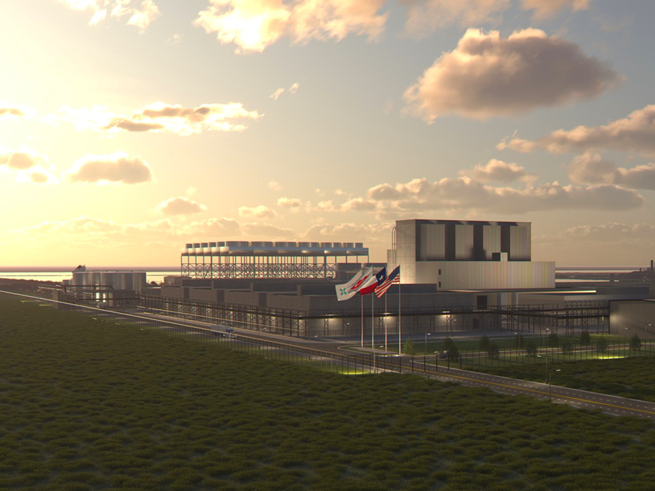 Rendering of the Dow plant in Seadrift, Texas, featuring Xe-100 SMR reactors