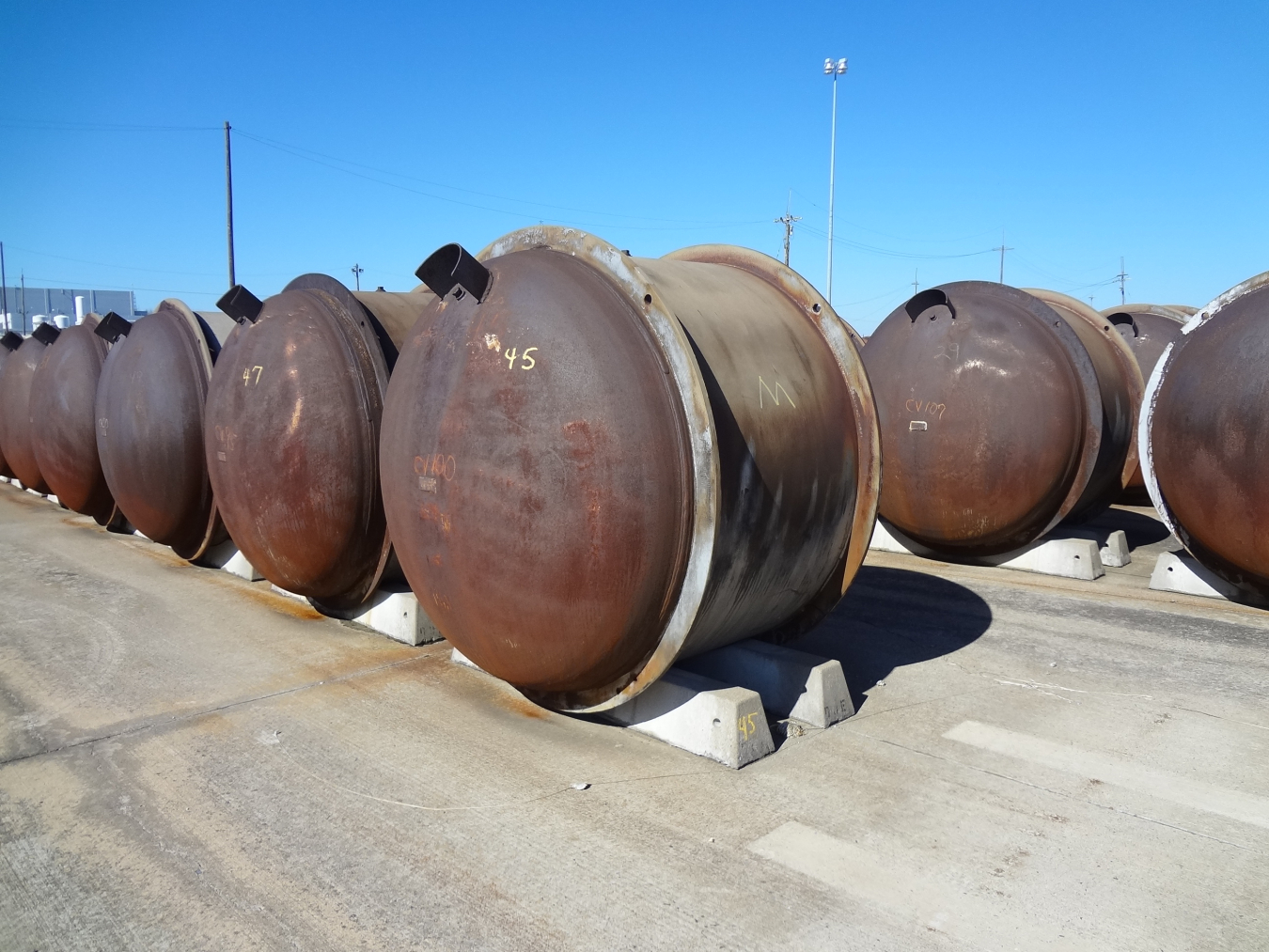 Rows of large metal cylinders