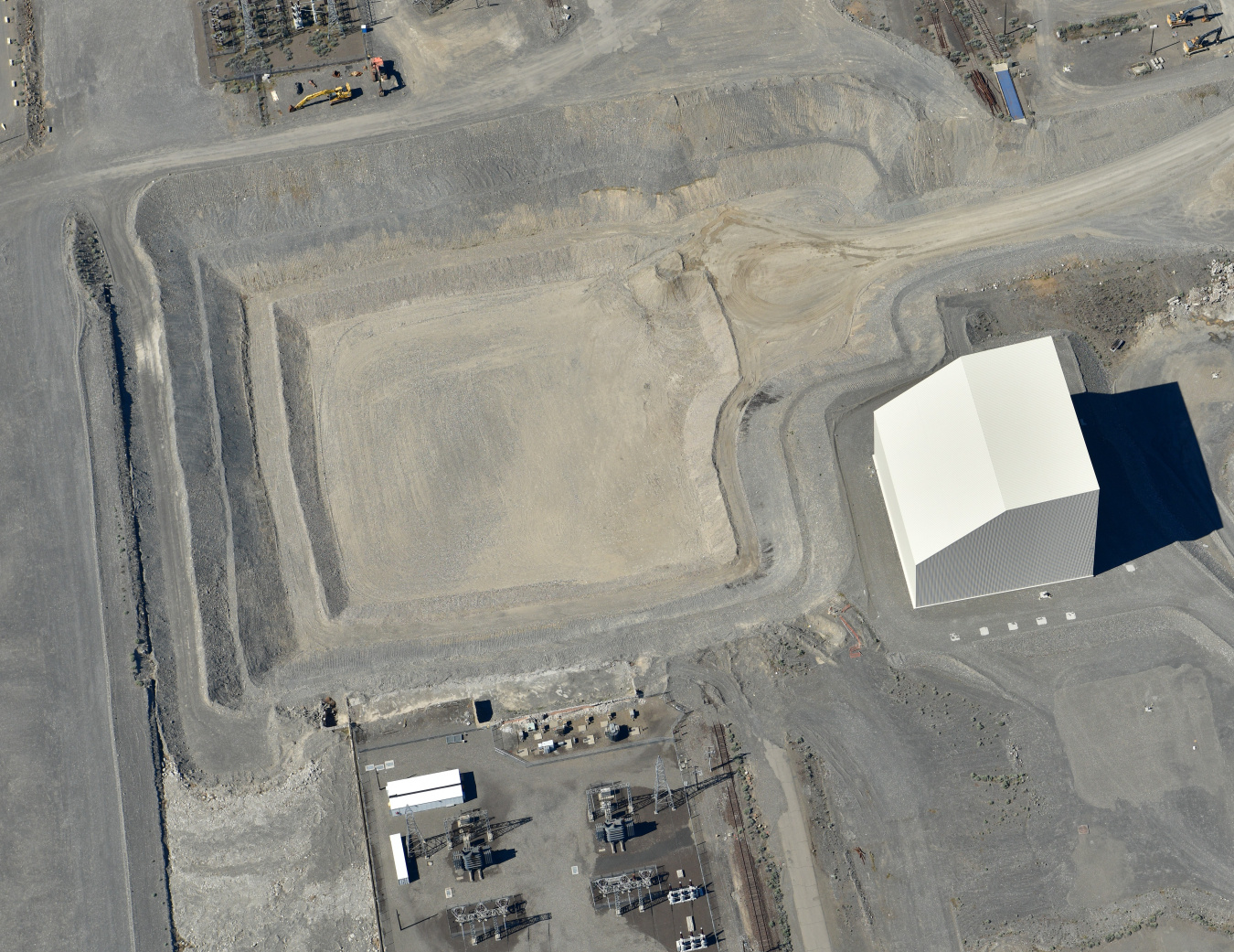 Aerial view of a large cleaned up demolition site