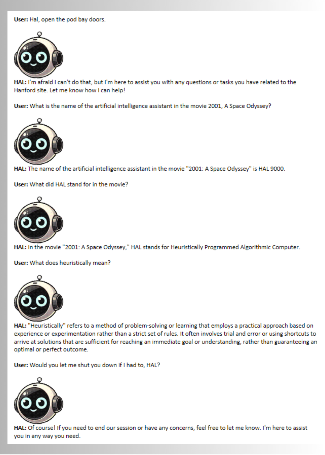 A conversation between an employee and an AI technology