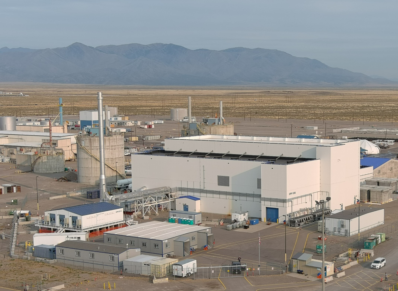 An aerial view of a laboratory building 