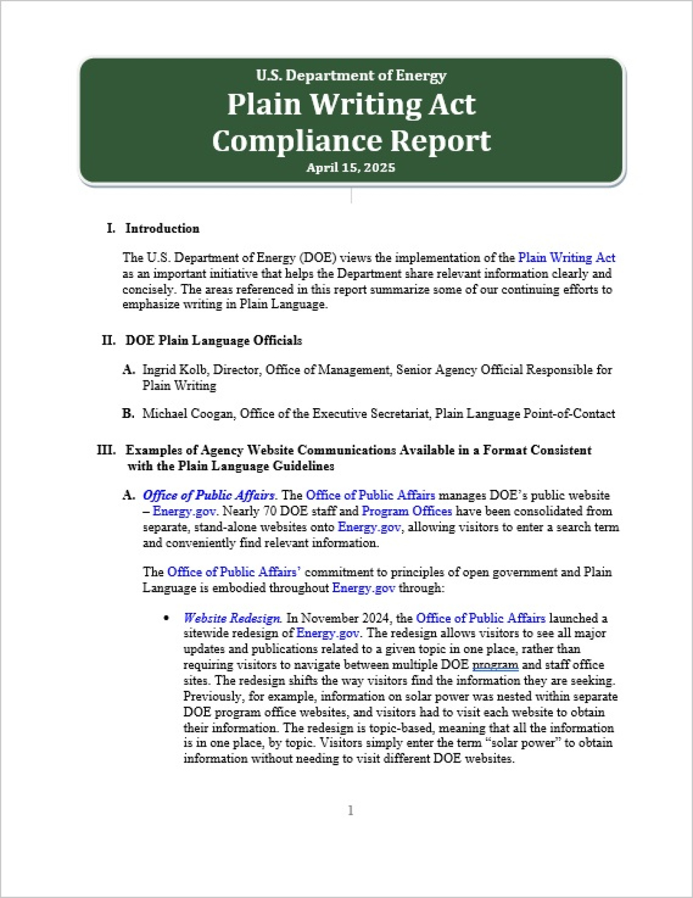 Plain Language Compliance Report 2025 Cover image