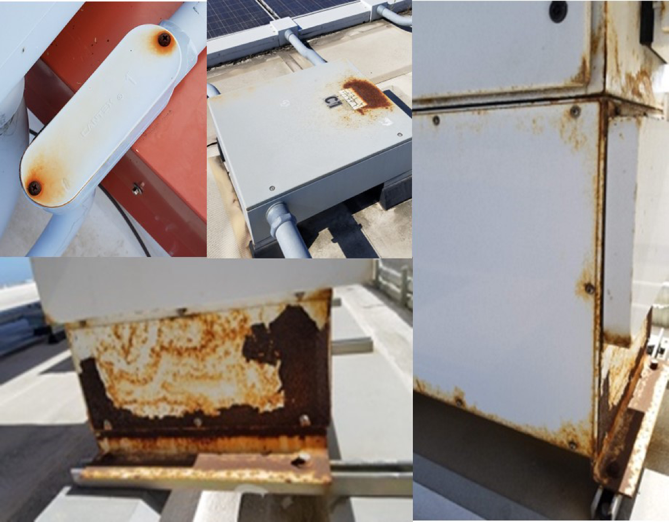 Examples of oxidation corrosion on solar PV system