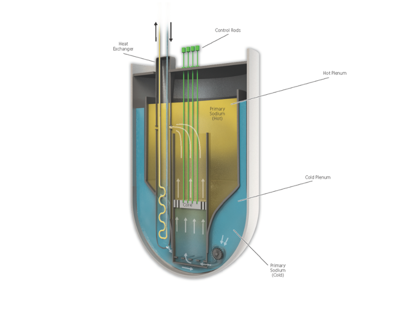 Diagram of liquid metal cooled fast reactor