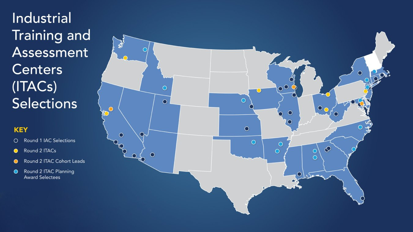 Industrial Training and Assessment Centers Selections Map R1 R2