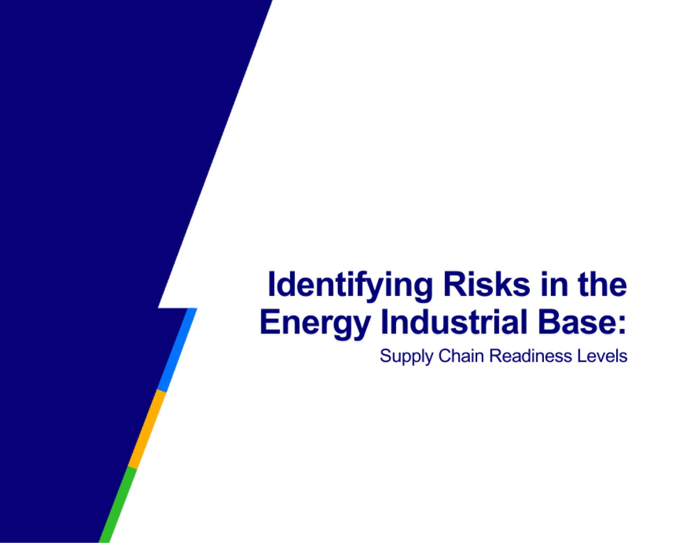 Identifying Risks in the Energy Industrial Base - Supply Chain Readiness Levels Report Cover