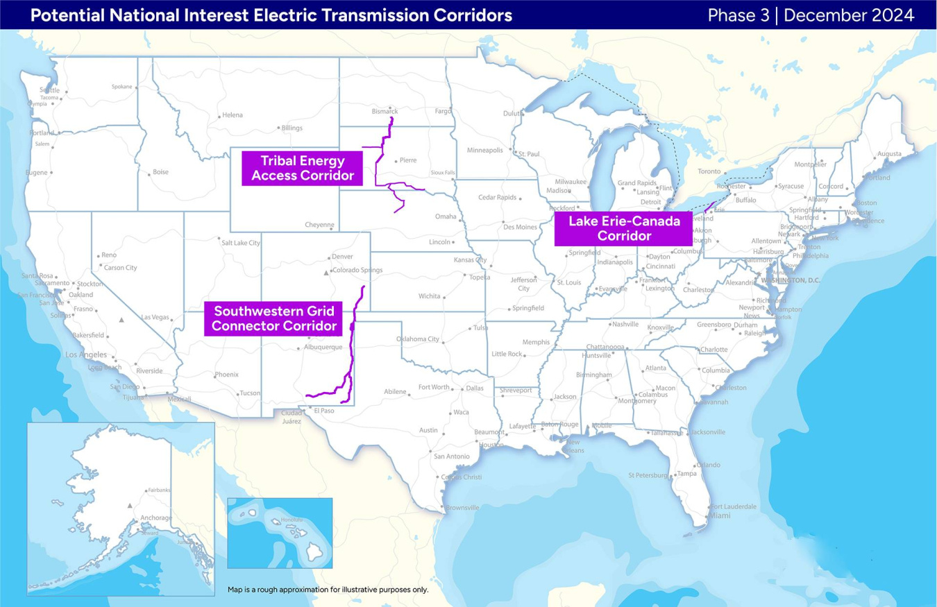 Map of All Corridors Moving to Phase 3 of the NIETC Designation Process