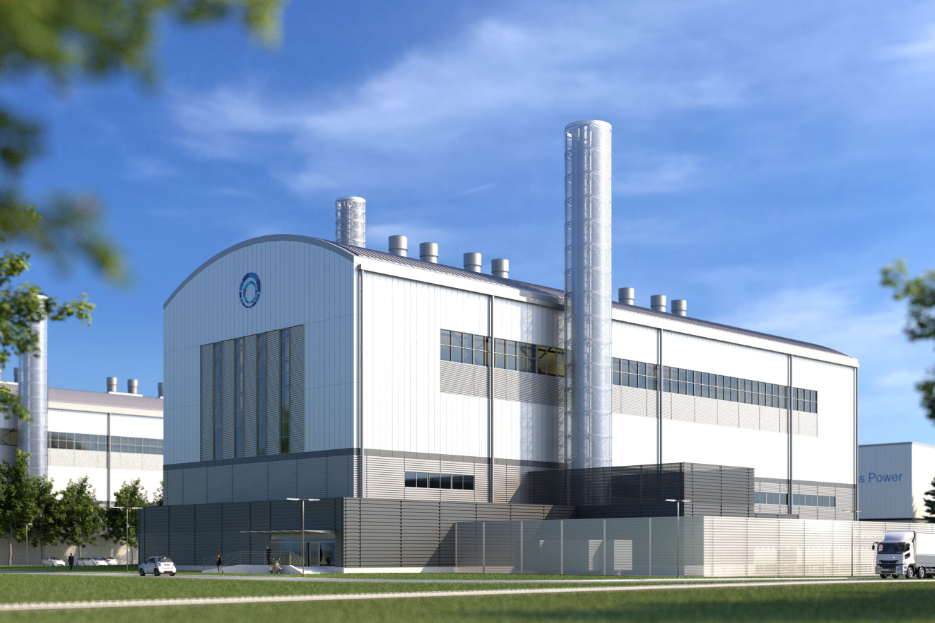 A rendered image of a building that is currently under construction