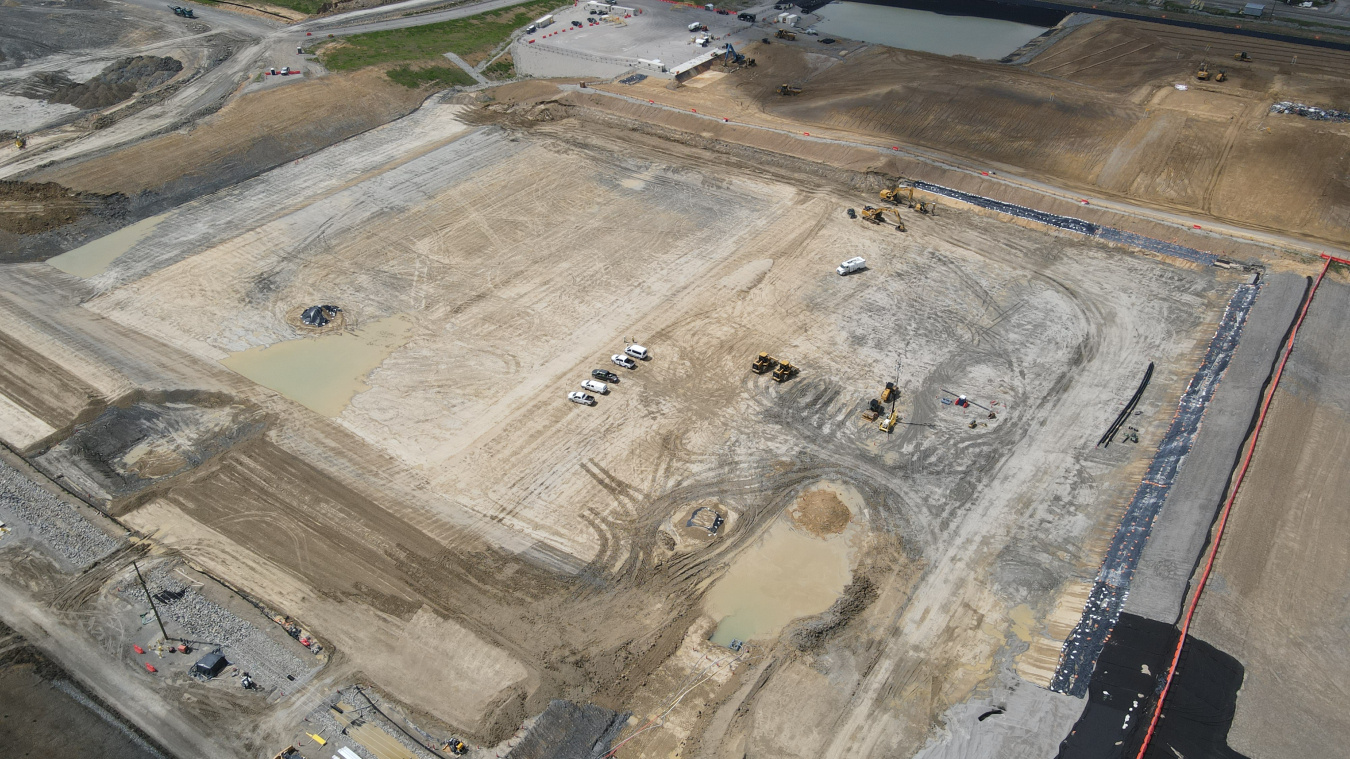 An aerial view of a large disposal facility
