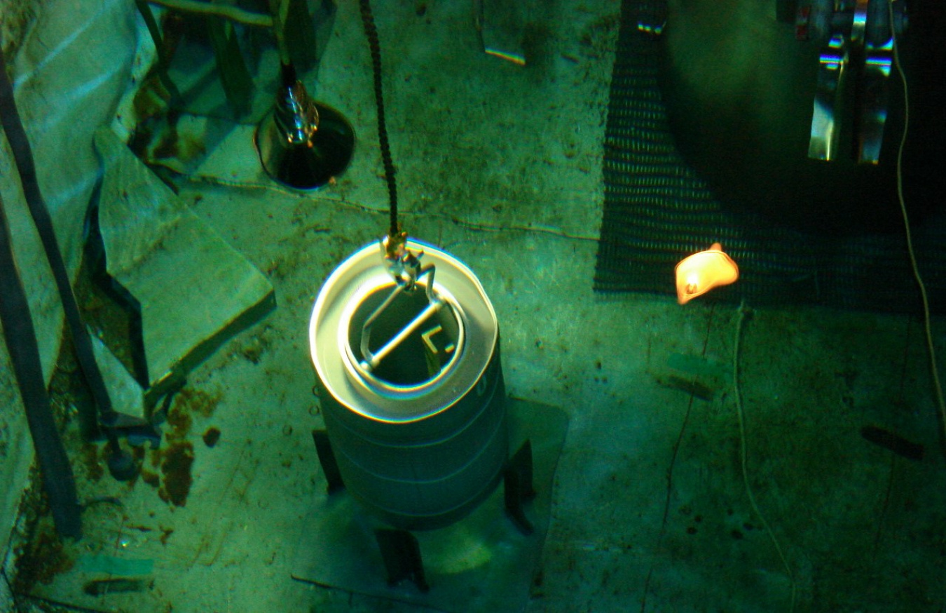 A nuclear reactor core underwater