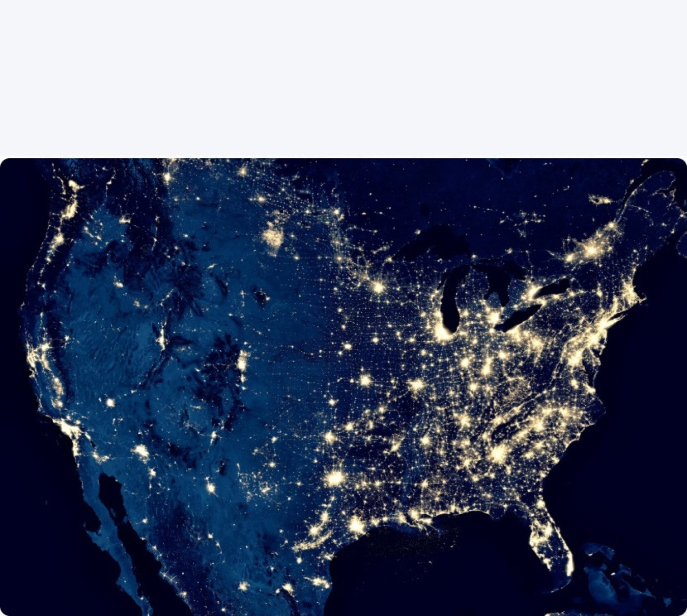 US map with lights
