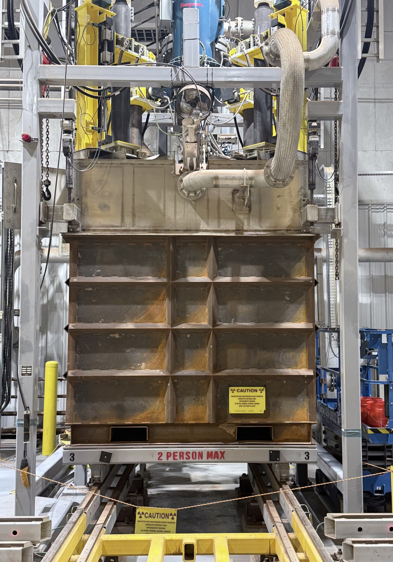 A large melt box inside of a facility building