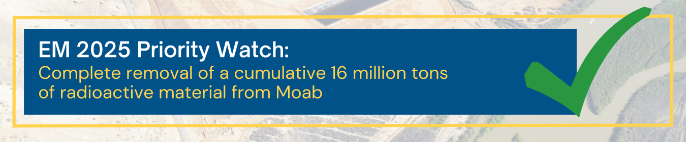 Moab EM 2025 Priority Watch: Complete removal of a cumulative 16 million tons of radioactive material from Moab
