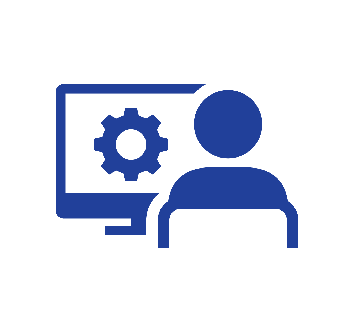 Icon of person using computer
