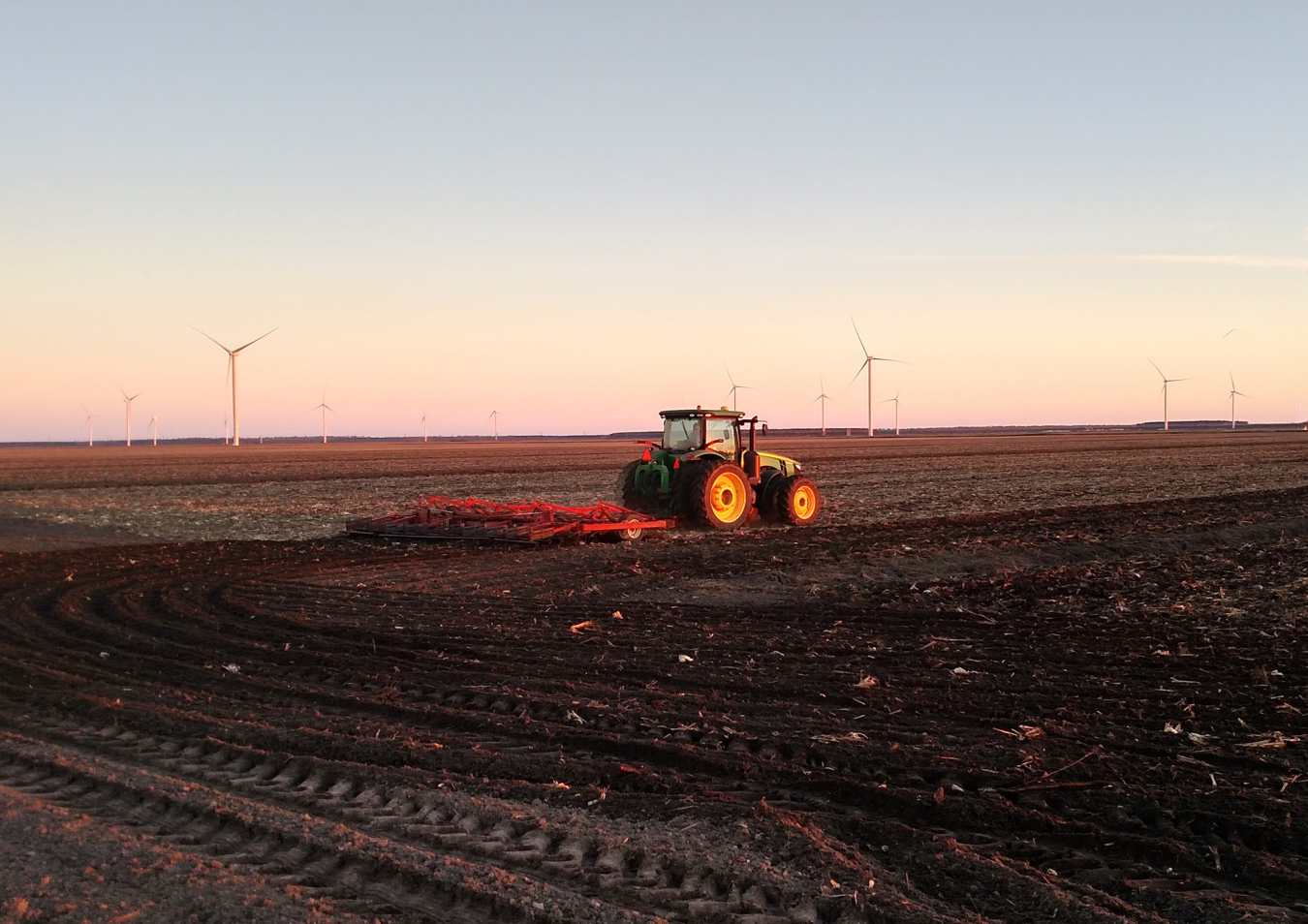 Tractor on wind farm in North Carolina