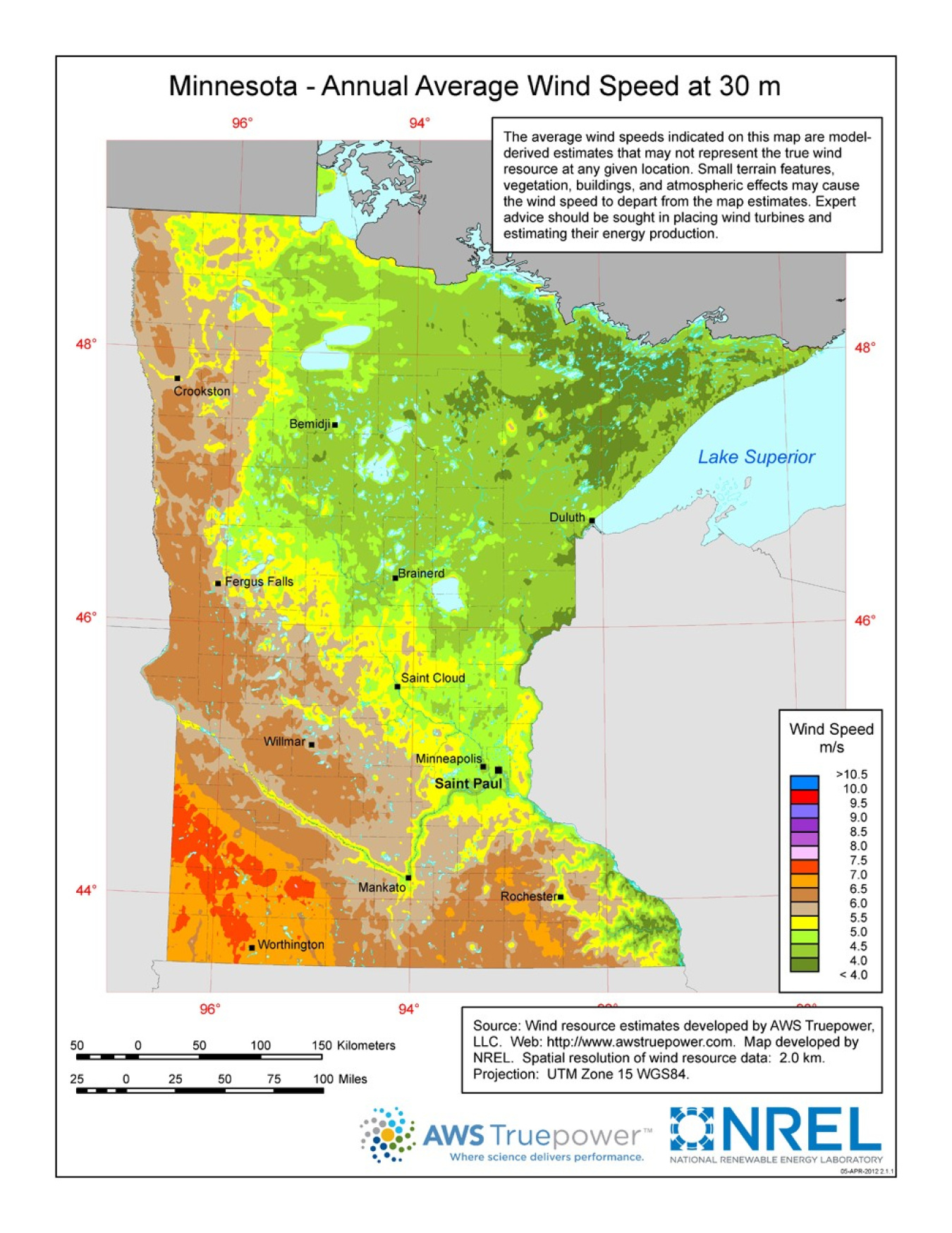 Minnesota 30-Meter Residential-Scale Wind Resource Map