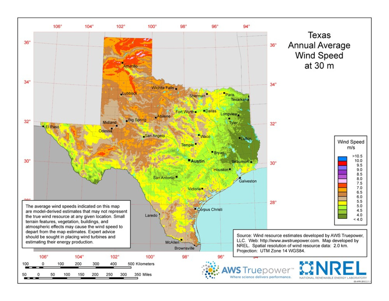 Texas 30-Meter Residential-Scale Wind Resource Map