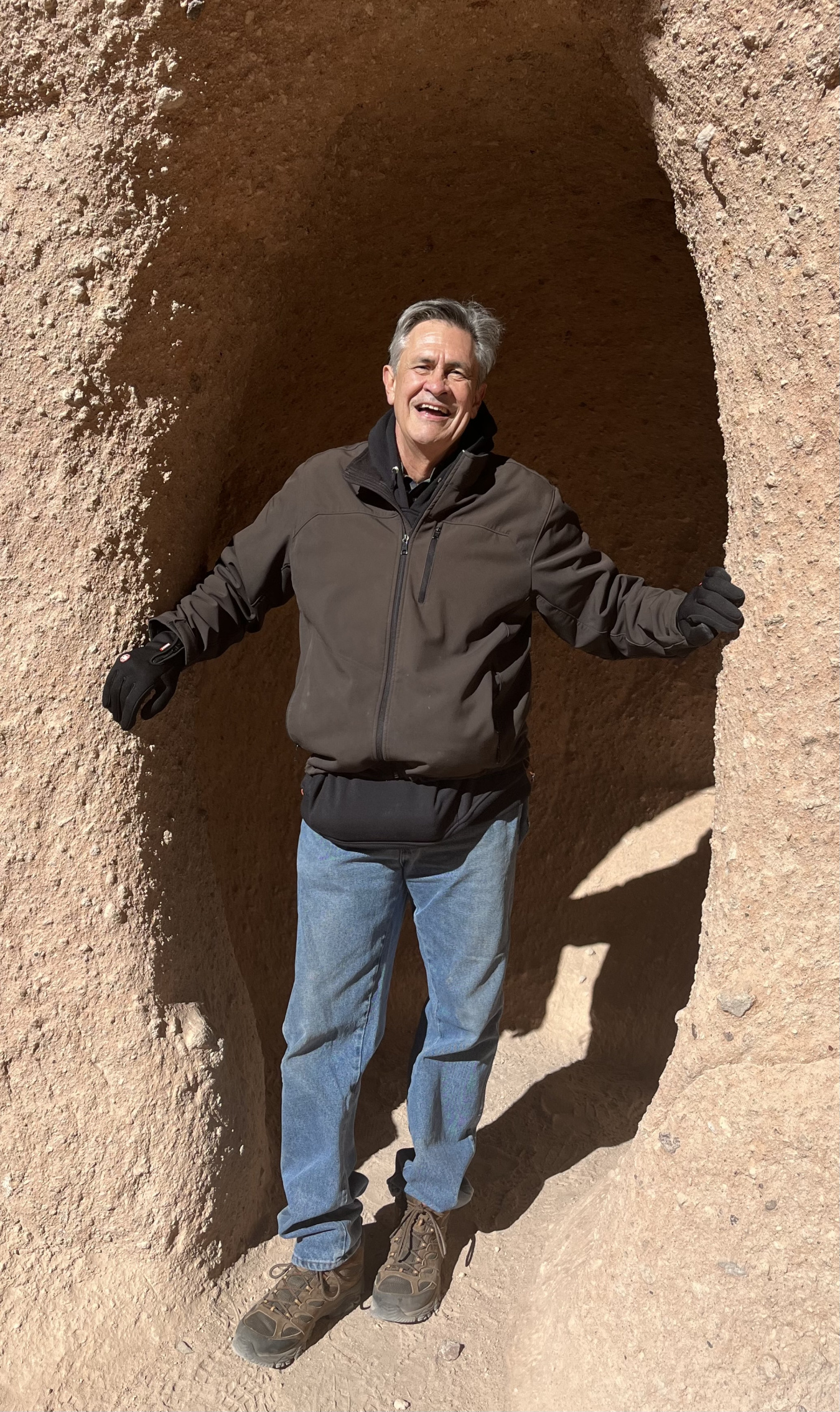 Casey Gadbury at cave entrance