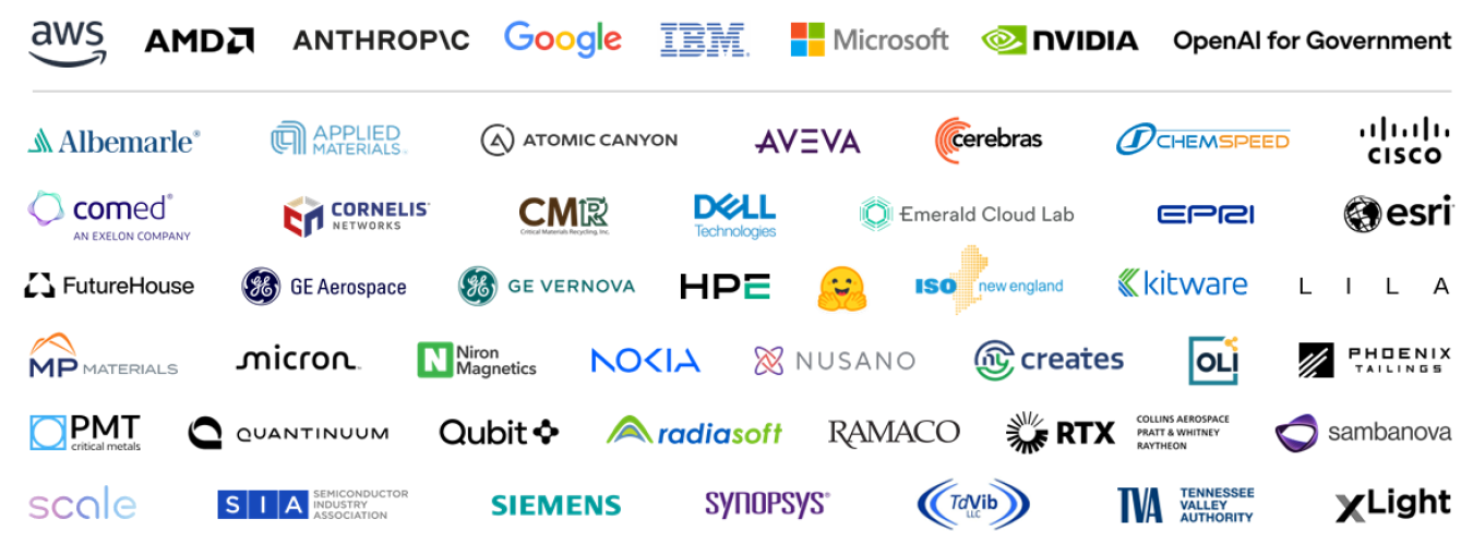 Genesis Mission collaborating companies