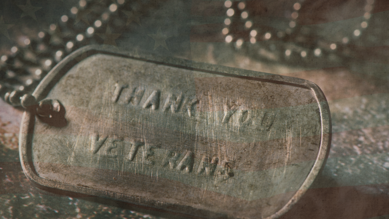 Play button of a YouTube video for Veterans Day