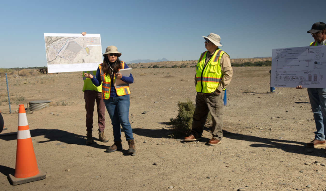 Site Manager Joni Tallbull discusses a water-treatment project