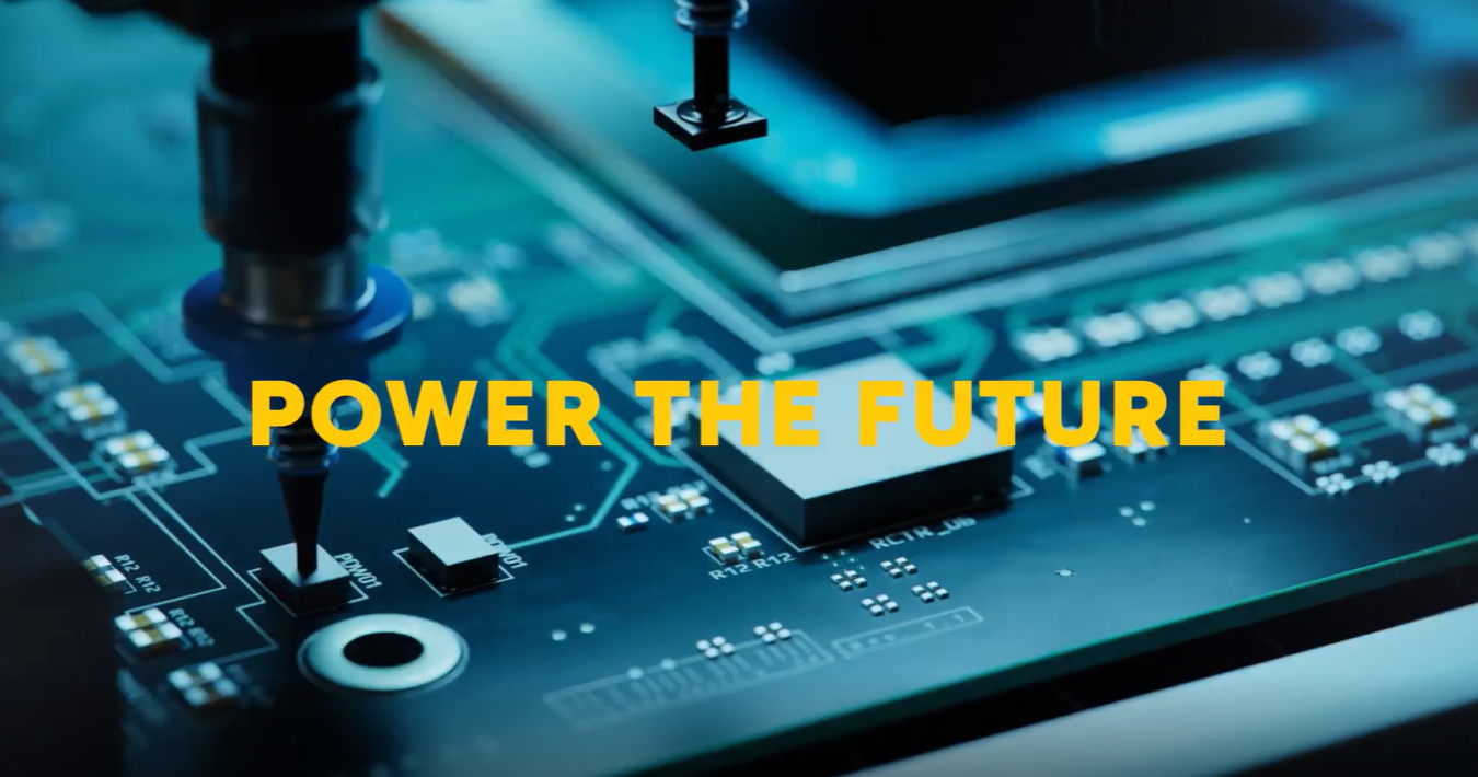 Computer motherboard with Power the Future in bold