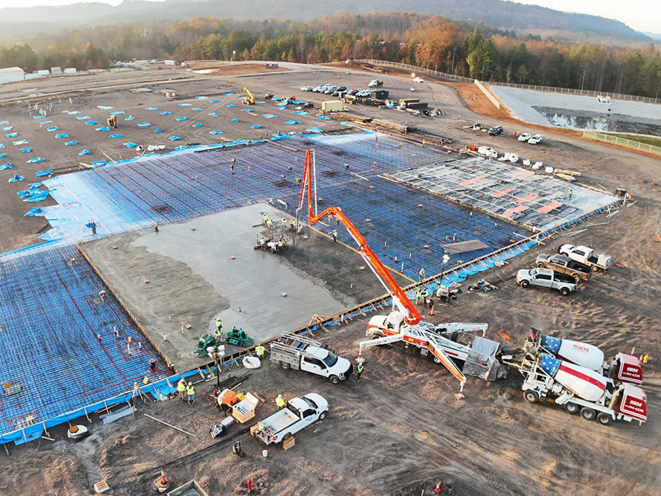 Construction equipment at the site of X-energy's TX-1 fuel fabrication facility.