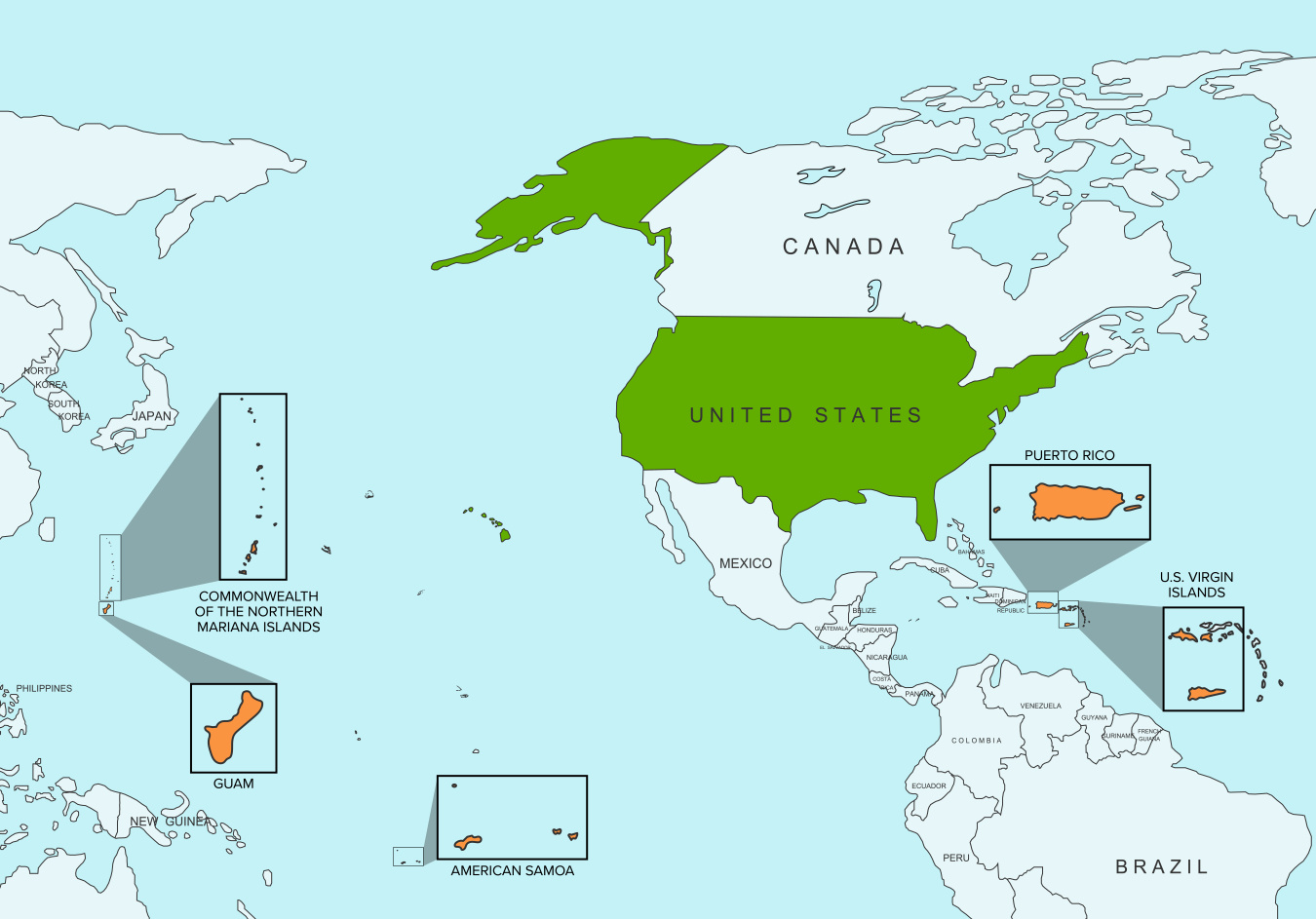 US and territories map