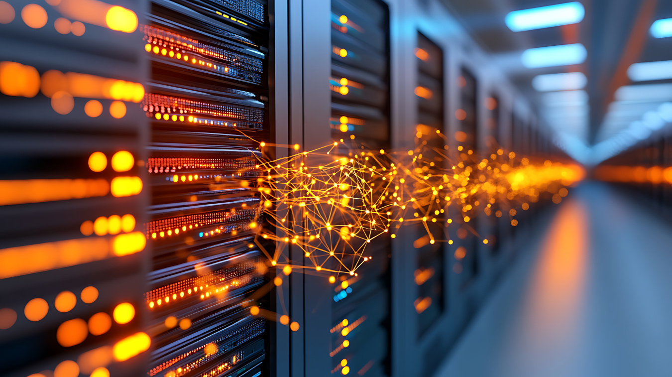 Row of super computers. 