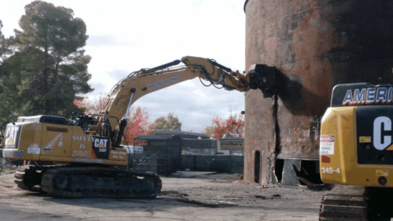 Rotating set of images of demolition at LLNL